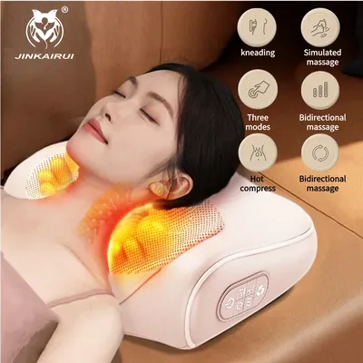 Jinkairui Neck Massage Pillow Cervical Massager Waist Back Shoulder Shiatsu Kneaded Multifunctional