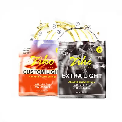 ZIKO 010-048 Acoustic Guitar Strings DAG-010 Steel Core Brass Extra Light Parts Musical Instruments