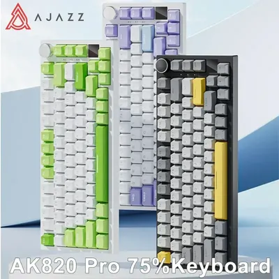 AJAZZ AK820pro Wired Gaming Mechanical Keyboard 75 with Column Single Key Slot with Screen Triple