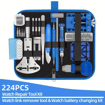 Watch Repair Kit, Professional Watch Repair Tool, Watch Battery Replacement Tool Kit 224pcs,