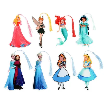 Romance Princess Cinderella Elsa Acrylic Bookmark Anime Cartoon Tassels Book Page Mark Stationery