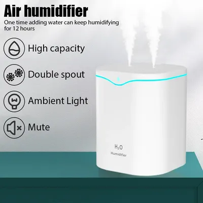 2000ML USB Air Humidifier Double Spray Port Essential Oil Aromatherapy Humificador Cool Mist Maker