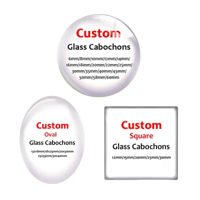 Custom Round Oval Square Glass Cabochon Personalized Demo Flat Back Cameo For Diy Jewelry Making