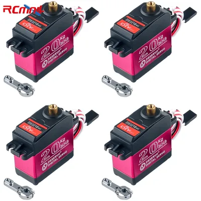 4 Sets 20KG DS3218 Digital Servo 180/270 Degree with 25T Servo Arm Metal Gear RC Servo for Cars Toys