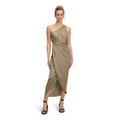 Abendkleid VERA MONT "Vera Mont Abendkleid mit Raffung", Damen, Gr. 40, Normalgrößen, blau (turf), Satin, Obermaterial: 100% Polyester. Futter: 95% Polyester, 5% Elasthan., feminin, figurbetont lang, asymmetrischer Ausschnitt, ohne Ärmel, Kleider,...