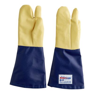 Tucker Safety Products QuicKlean 18" Blue Poly-Cotton / Yellow Kevlar® Three-Finger Oven Gloves with Removable Liner 57782