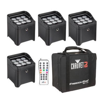 CHAUVET DJ Freedom Par Q9 X4 True Wireless RGBA LED PAR Kit with Carrying Bag, Remote, FREEDOMPARQ9X4