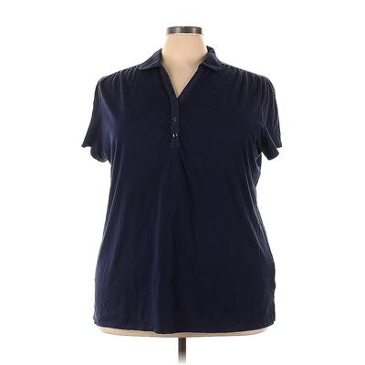 Just My Women's Size Short Sleeve Blouse: Blue Tops - Women's Size 4X Plus