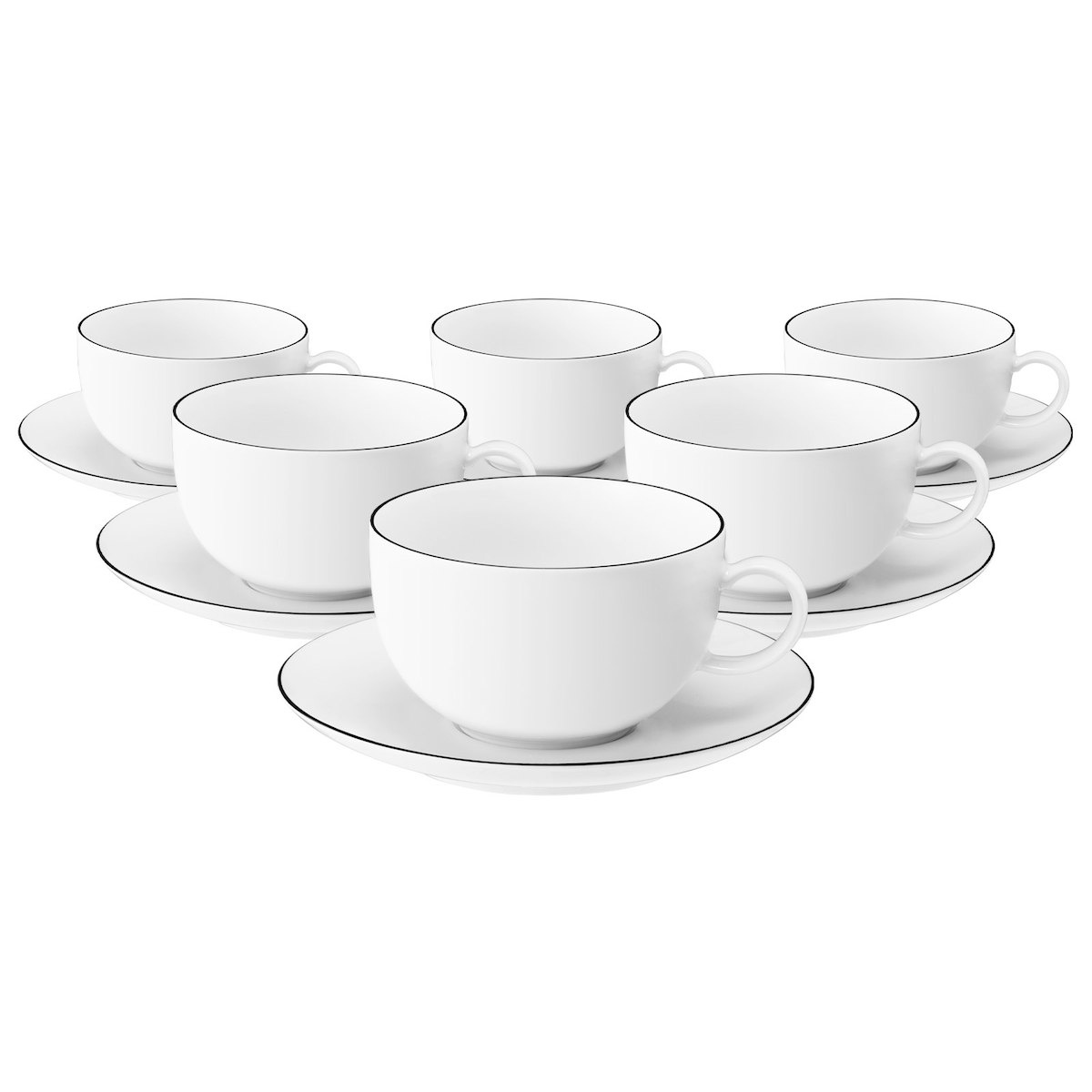 Seltmann Weiden Lido Black Line Milchkaffeetasse mit Untertasse 350 ml 6er Set Image