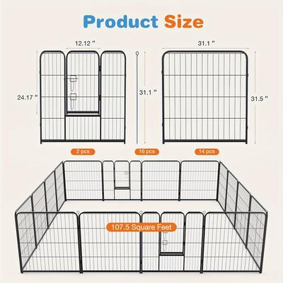 TEMU 8/16 Panels Dog Playpen Fence For Indoor, Outdoor, Garden, Yard, Rv, Camping, Foldable & Portable 24 - 40 Inch Metal Dog Pen, Heavy Duty Pet Puppy Exercise Pen, Large Space, Easy , Black