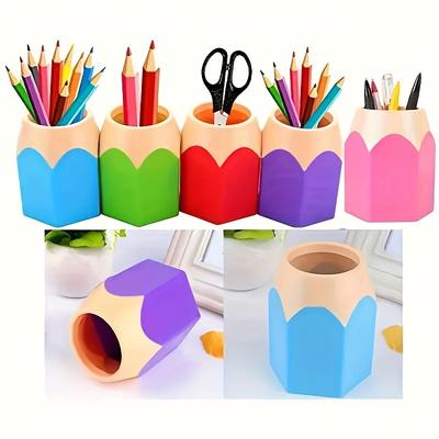 TEMU 6pcs, 3pcs Pencil Shape Desktop Organizer, Colorful Pen Holder School And Office Decoration, Creative Cartoon Stationery Storage Cute Office Supplies Desktop Organizer