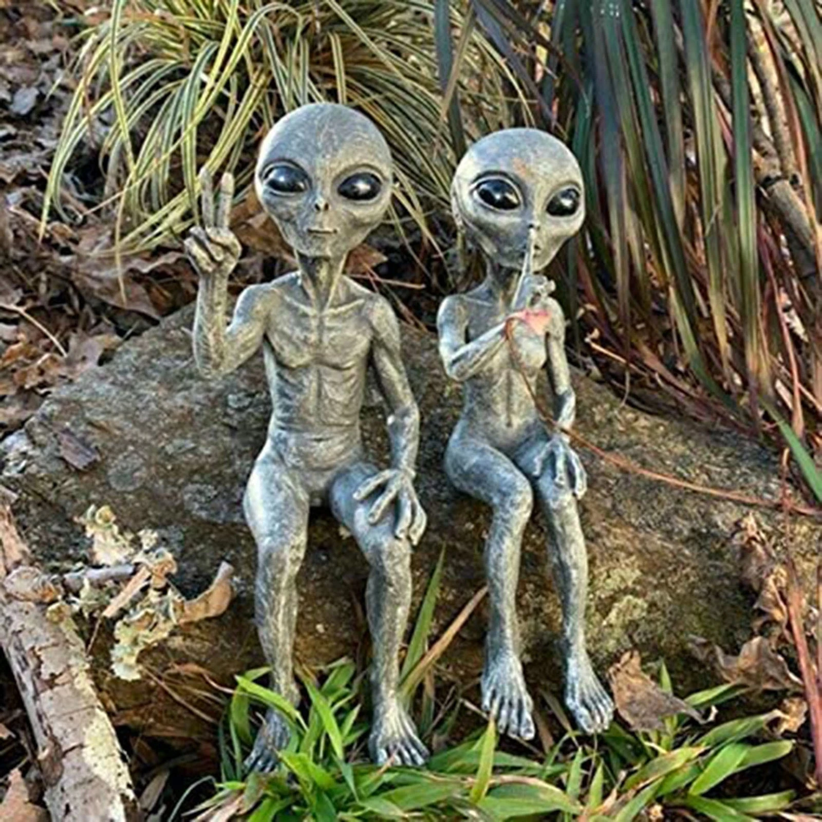 Ornements de jardin en résine sur le thème des extraterrestres, figurines décoratives pour la maison, cadeau, décoration de jardin, miniatures d'extérieur