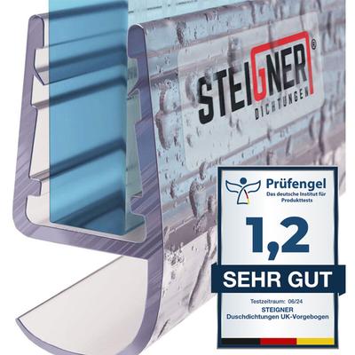 Steigner - Duschdichtung, 30cm, Glasstärke 5/6/ 7/8 mm, Gerade pvc Ersatzdichtung für Dusche, UK15 Image