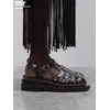 Punk Nieten dicken Boden Frauen Gladiator Sandale Gürtels chnalle Sommer Freizeit schuhe aushöhlen atmungsaktive Echt leder Sandalen