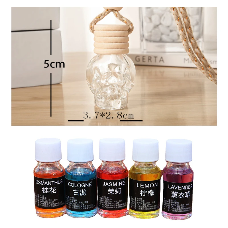 Schädel Parfüm leere Flasche mit 5-Zeilen-Deckel Zubehör Innen diffusor Parfüm füllt starken Duft Auto Interieur Zubehör Image