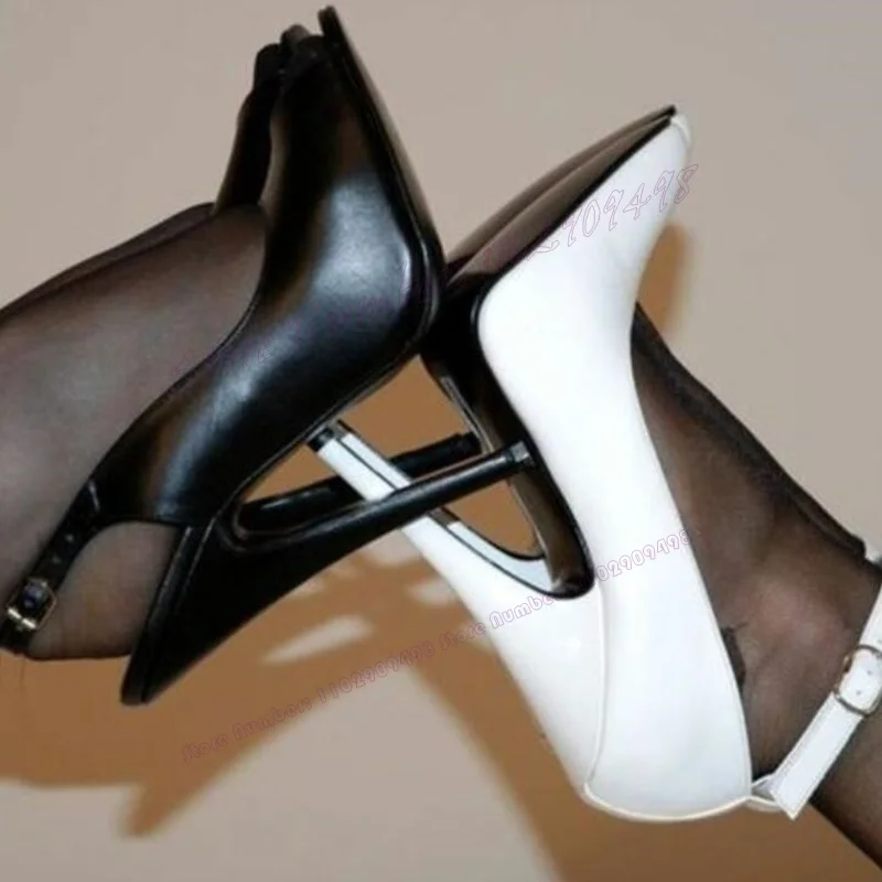 Schwarze Sling back Cut Heels Pumps extreme High Heels spitze Zehen Schuhe für Frauen mattes Leder sexy Schuhe Zapatos Para Mujere