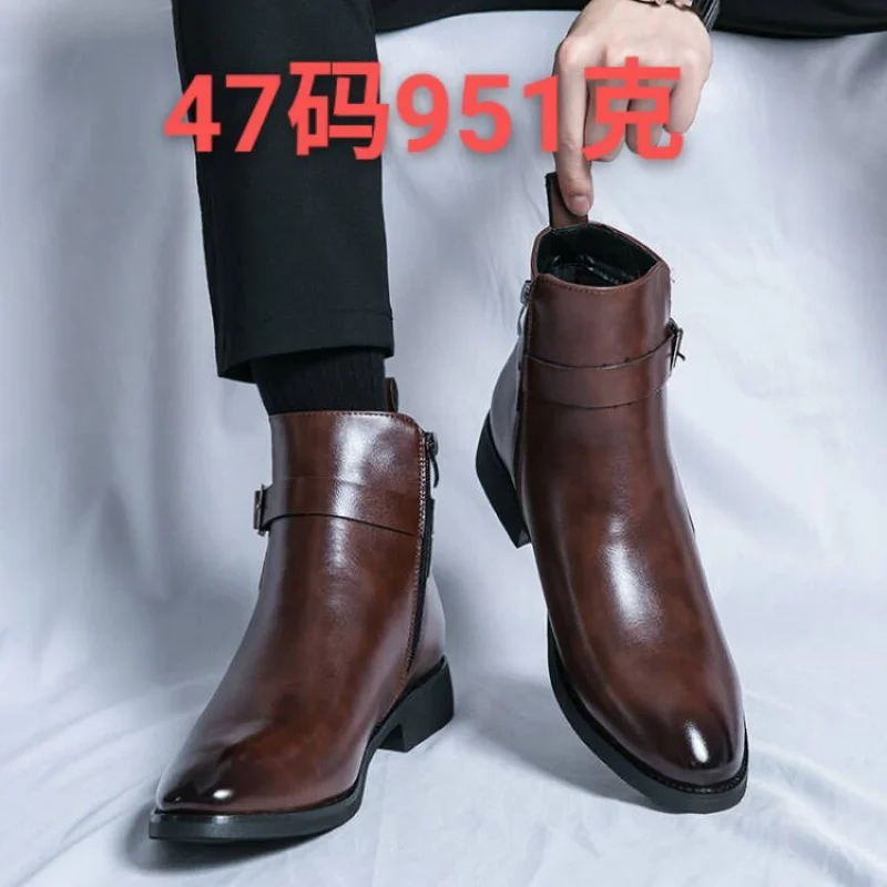 2024 herbst Designer Business Casual Schuhe Für Männer Trend Klassische Leder Schuhe Outdoor Chelsea Spitz Spitze Braun Plus Größe 47