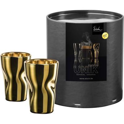 Espressoglas EISCH GERMANY "UNIK", gold (goldfarben), H:8,5cm Ø:5,7cm, Borosilikatglas, Trinkgefäße, Espressoglas, veredelt mit Echtgold, 2-teilig, 100 ml Image