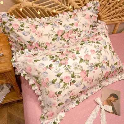 2 stücke Neue reine baumwolle körper kissen fall Drucken blume könig größe kissenbezug prinzessin Image