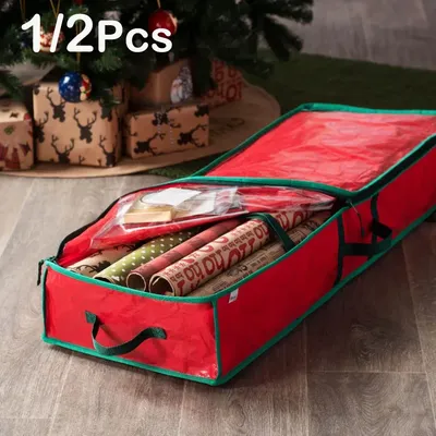 Weihnachten Geschenkpapier Aufbewahrungstasche Große Kapazität Wasserdicht Geschenkpapier Organizer Mehrzweck Home Underbed Storage Box