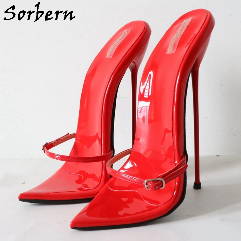 Sorbern Sexy 18cm Metall High Heel Sandalen Damen Slides Schnalle Riemen Spielen Spaß Schuhe Größe 38 Abend Nacht Club party Heels