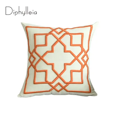 Diphylleia Werfen Kissen Fall Orange Geometrie 3D Bestickt Moderne Dekorative Geometrische Hause Image