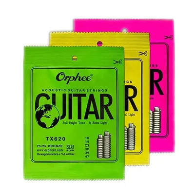 Orphee TX620 630 Acoustic Guitar Strings Hexagonal Core+8% Nickel Bronze Bright Tone Extra Light