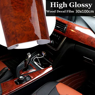 PVC Self Adhesive Wood Grain Textured Car Vinyl Wrap Film Car Internal Stickers DIY Film 30x100cm