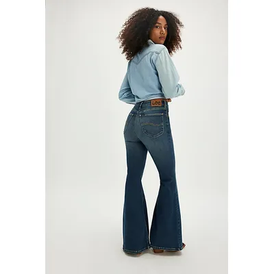 Lee High-Rise Ever Fit Flare Jeans at Free People in Indigo Tea, Size: XS