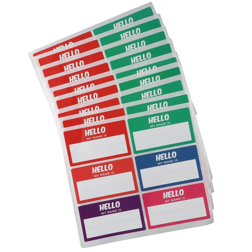 60 etichette con nome, adesivi Hello My Name is 6 colori, adesivi con etichette con nome colorate per ufficio, riunioni, 3,5" x 2" (10 fogli)