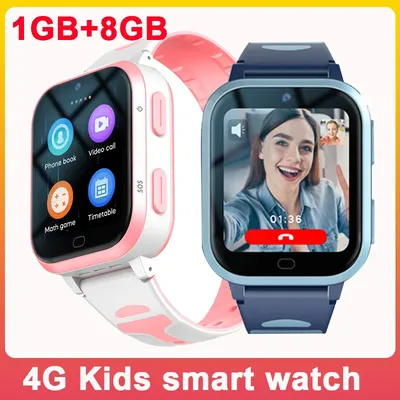 Kids Smart Watch 4G Phone 1GB+8GB HD Video Call Remote Monitor GPS Tracker SOS WiFi Connection Clock