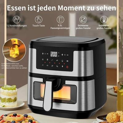 Joeais - euary Heißluftfritteuse 9.7L xxl Airfryer Ohne Öl Heizluft Fritteuse led Touchscreen,