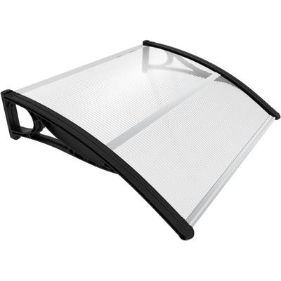 Vordach für Haustür, 100 x 80 cm Transparentes Pultbogenvordach Schwarz - Vounot Image