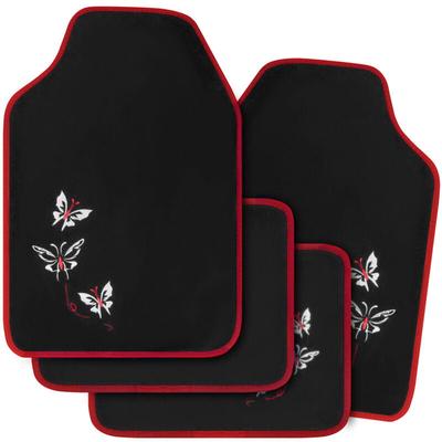 Woltu - 4-teilig Autofußmatten Set Universal, Fußmatten Auto Teppich mit Stickerei Butterfly, Image