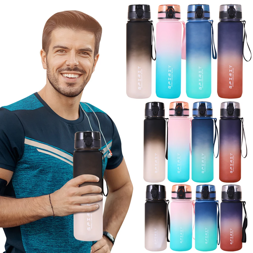 Matti erte Wasser flasche mit Griff Fitness Sport Wasser flasche große Kapazität Gradient Wasser becher für Fitness-Studio Outdoor-Sportarten Image