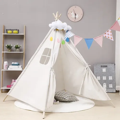 Kinder Zelt Tipi Zelt Für Kinder Tragbare Tipi Infantil Haus Für Mädchen Cabana Junge Zelte Dekoration Teppich LED Lichter
