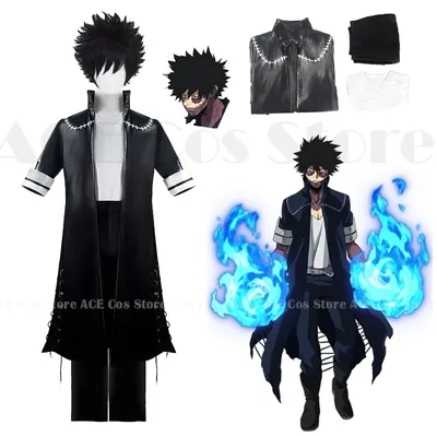 Dabi Held Boku Toya Todoroki Cosplay Kostüm Perücke Dabi Cosplay Academia Kostüm Full Set Herren schwarzen Anzug Halloween Party Image