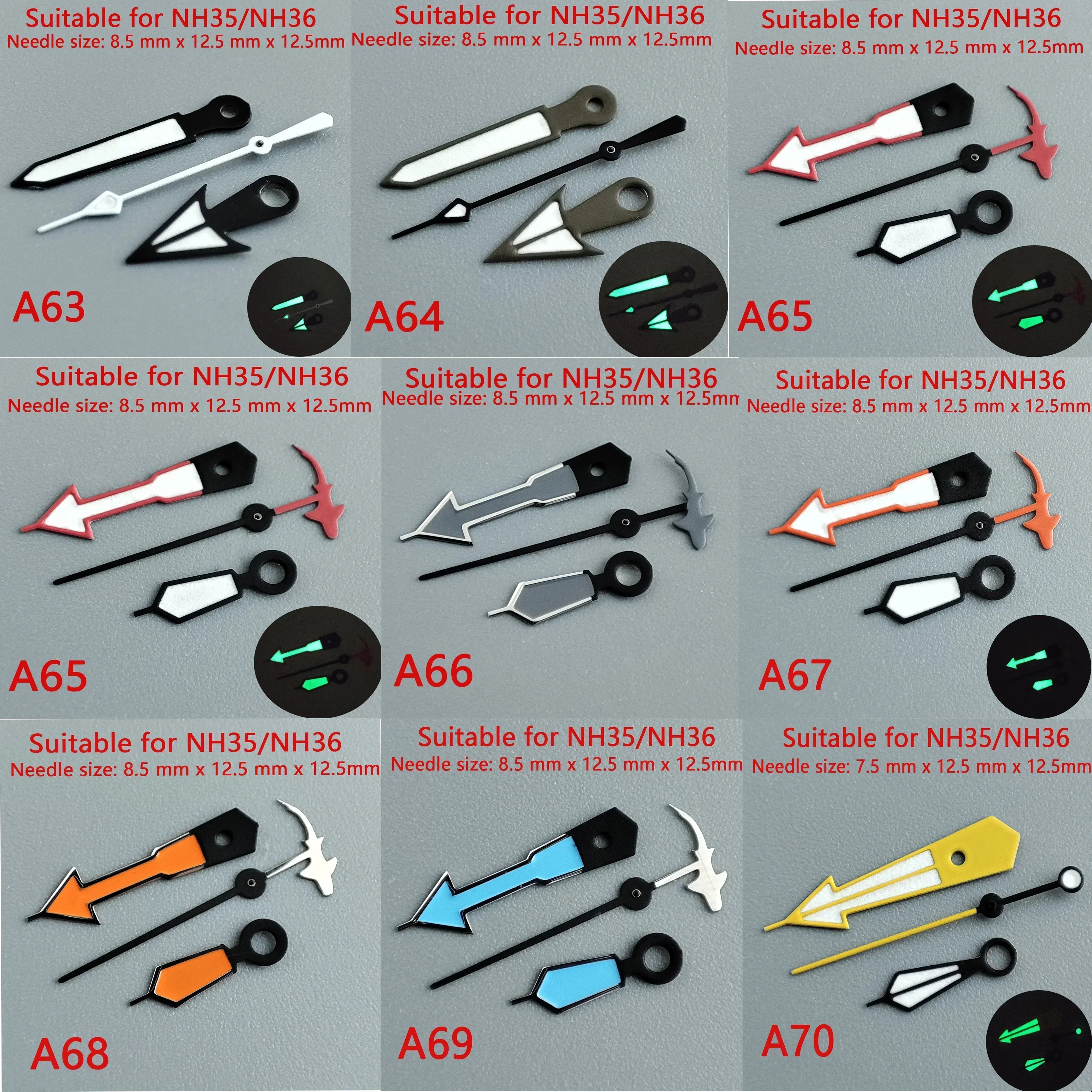 904L Uhrzeiger NH35 NH36 Grün leuchtende Sekunde Uhrenzubehör Uhren Zeiger Uhrzeiger Silber Großhandel Top 904L Uhren Image