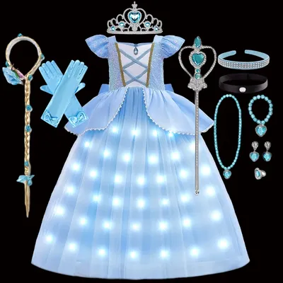 Princess LED Dress Light Up Halloween Children Costume Cosplay Fancy Vestidos Birthday Party Dress Clothes