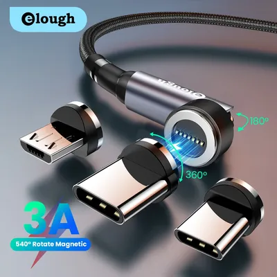 Elough 540 Magnetic Cable 3A Fast Charging Micro USB Type C Cable For Huawei Xiaomi Samsung Magnet Charger Phone Data Cord Wire