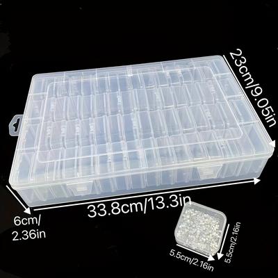 TEMU 64pcs Multifunctional Large Capacity Transparent Plastic Storage Box Set - Portable Organizer For Beading, Jewelry, Beads, Crafts, And Small Items Image