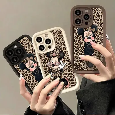 Disney Brown Leopard Print Phone Case for Apple iPhone 13 15 Pro Max 14 13 Pro 11 12 7 8 Plus X XS MAX XR 14 Plus funda