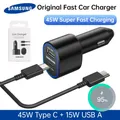 Caricabatteria da auto originale tipo C da 45 W USB A 60 W ricarica rapida PD telefono Samsung Galaxy S25 S24 S23 S22 Ultra Note 20 Tab S8 Tipo cavo