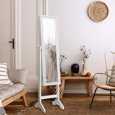 Costway - Freistehender Schmuckschrank mit Spiegel, Spiegelschrank mit Verstellbarer Winkel, Image