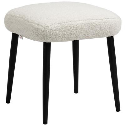 HOMCOM Fußhocker Sitzhocker Quadratischer Schminkhocker Fußstütze mit Kaschmir-Optik, Stahlbeine, Image