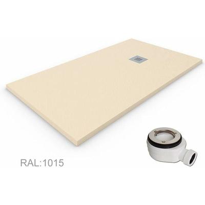 Quarz Duschtasse aus extraflachem Harz, Ventil und Geschenkgitter, Beige Ral. 1015 80X120CM Image