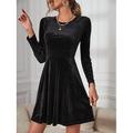 Per donna Abito da lavoro Vestito nero Abito da cocktail nero Di tendenza Ufficio Natale Halloween Mini abito Design Girocollo Manica lunga Liscio Standard Nero Rosso Verde Primavera Autunno S M L XL