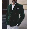 Per uomo Giacca Blazer Vintage Festa Velluto Tinta unita Blazer Borgogna Verde Taglio standard Doppiopetto a quattro bottoni