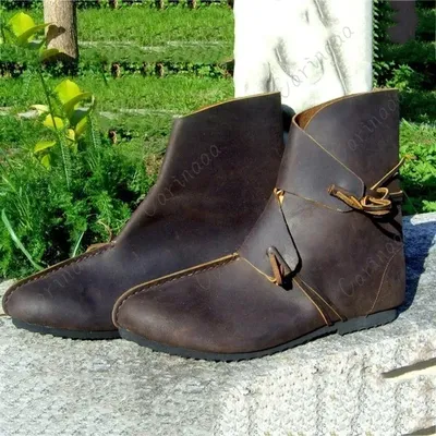 Männer Frauen Medieval Renaissance Retro PU Leder Schuhe Mittelalter Viktorianischen Gothic Vintage Image