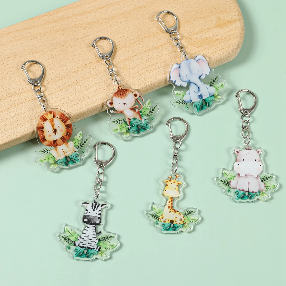 Dschungel Tier Schlüssel bund Dschungel Safari Schlüssel bund Dinosaurier Geburtstags feier Dekoration Kinder Junge Baby Dusche Party begünstigt Lieferungen Image